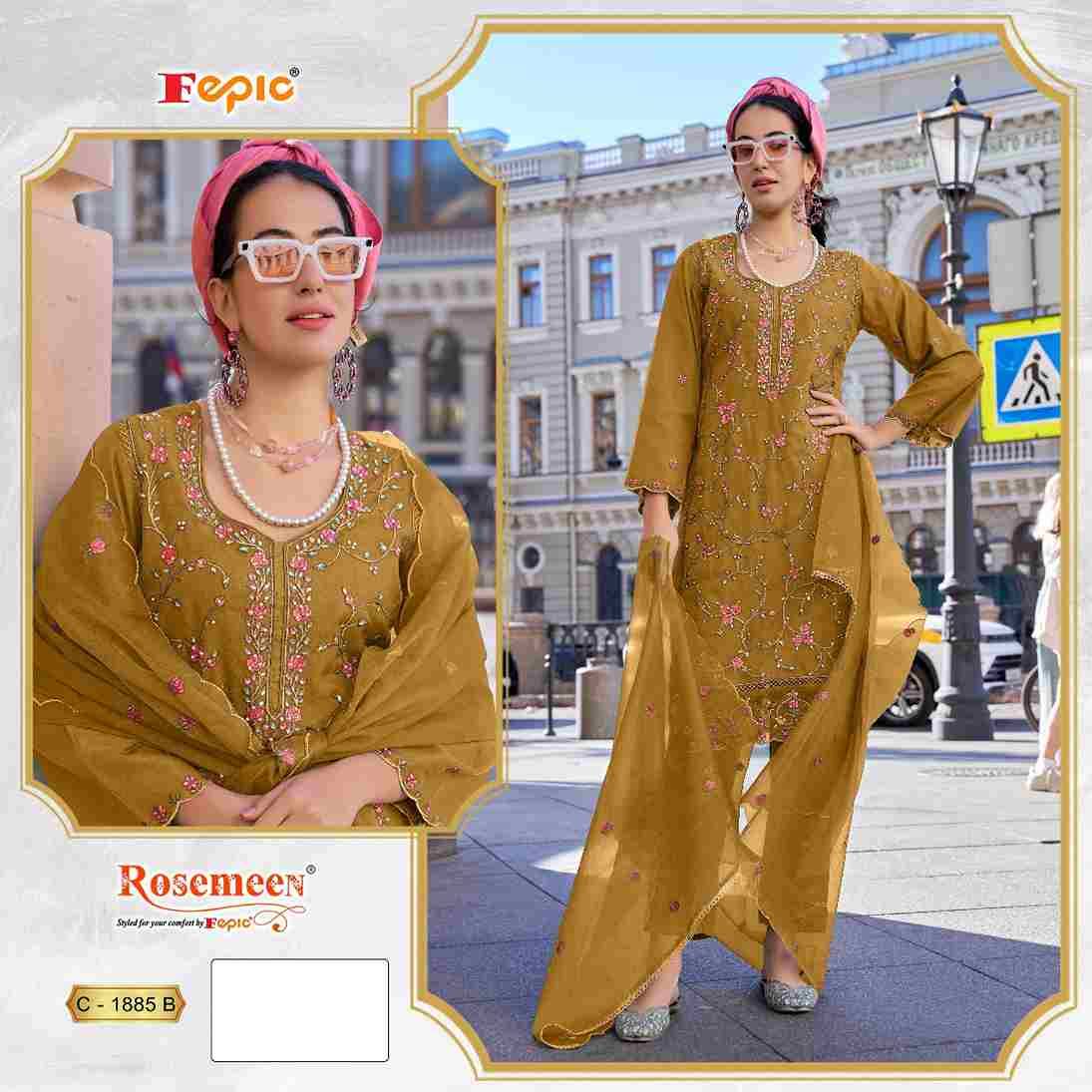 Fepic 1885 Colours By Fepic 1885-A To 1885-D Series Beautiful Pakistani Suits Colorful Stylish Fancy Casual Wear & Ethnic Wear Organza Embroidered Dresses At Wholesale Price