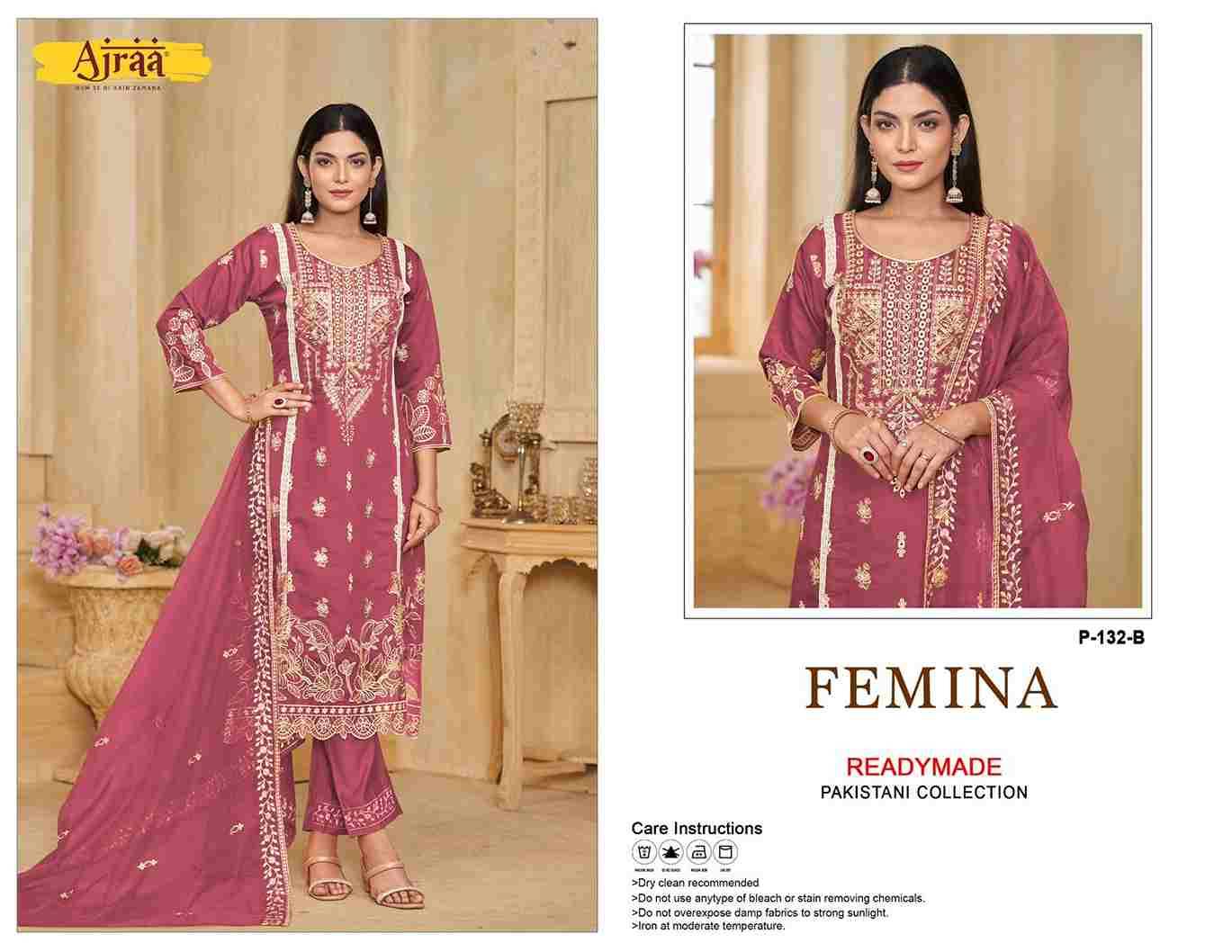 Femina By Ajraa 132-A To 132-D Series Beautiful Pakistani Suits Colorful Stylish Fancy Casual Wear & Ethnic Wear Viscose Dresses At Wholesale Price