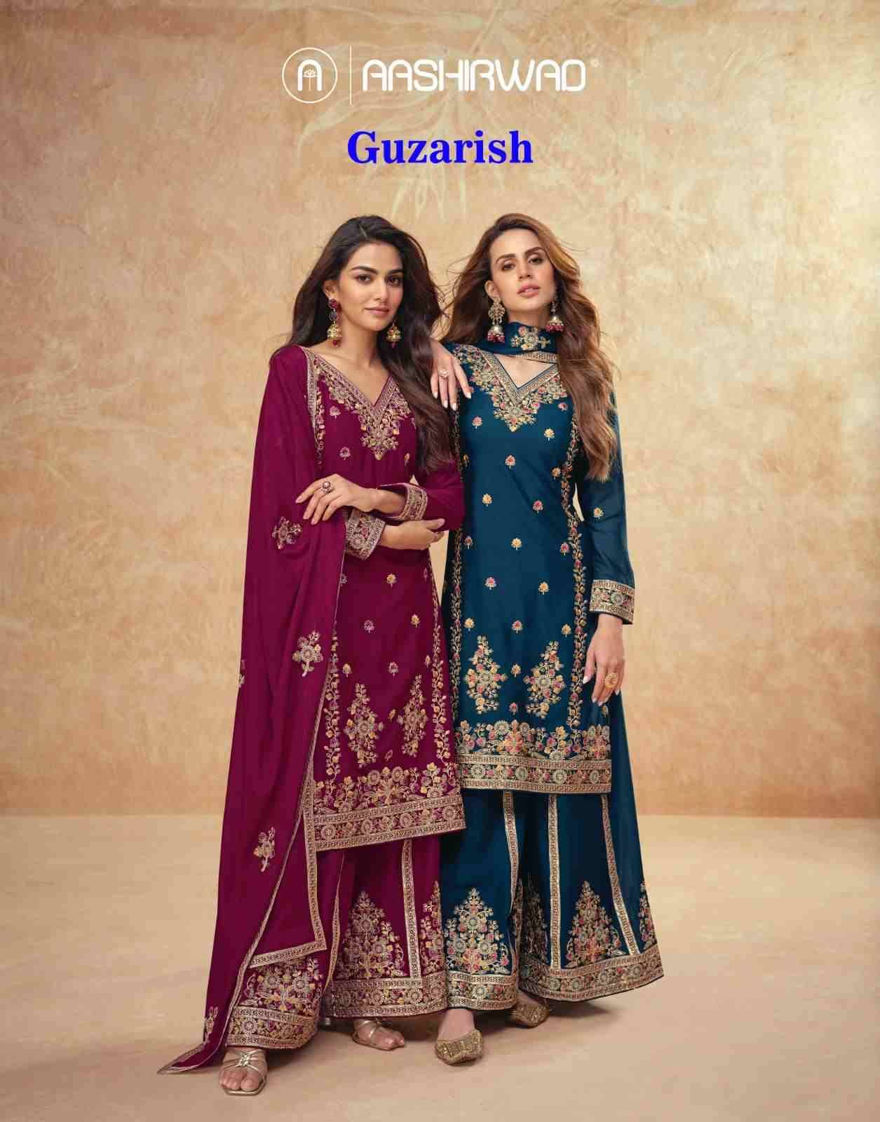 Guzarish By Aashirwad Creation 10162 To 10164 Series Designer Sharara Stylish Fancy Colorful Beautiful Party Wear & Ethnic Wear Collection Chinnon Silk Dresses At Wholesale Price