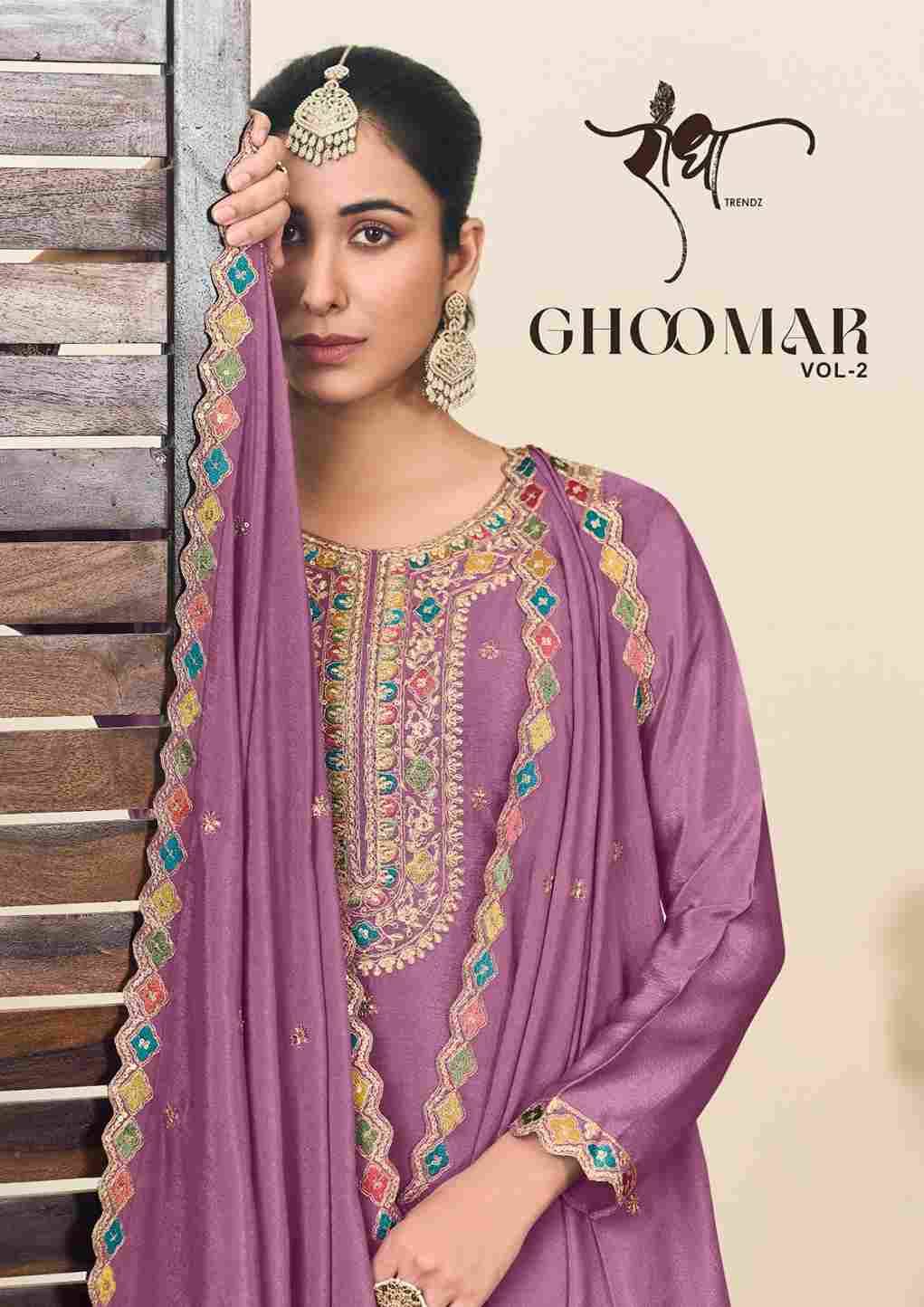 Ghoomar Vol-2 By Radha Trendz 3071 To 3074 Series Designer Sharara Suits Beautiful Fancy Colorful Stylish Party Wear & Occasional Wear Chinnon Embroidered Dresses At Wholesale Price