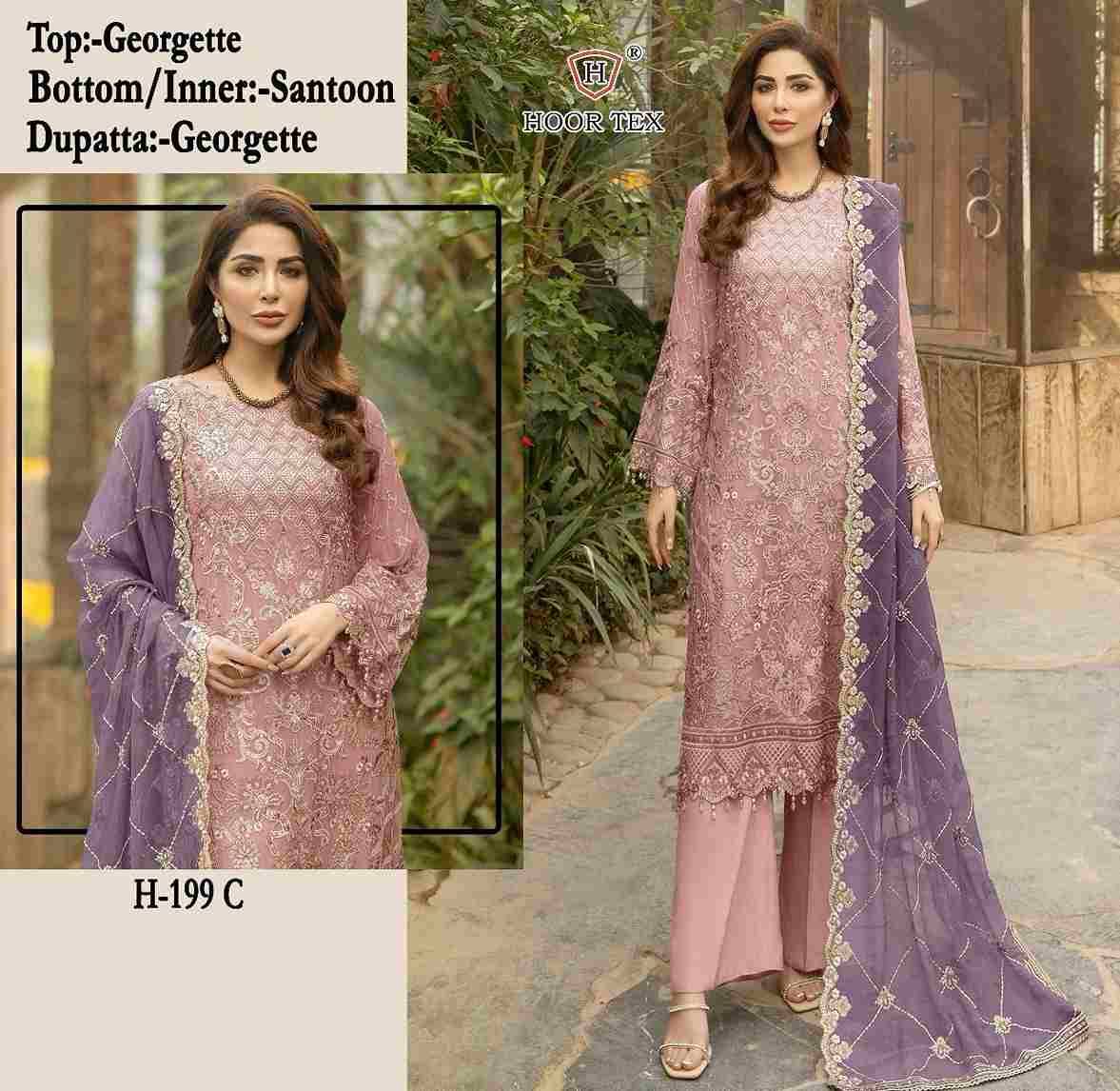 Hoor Tex Hit Design H-199-C By Hoor Tex Designer Festive Pakistani Suits Collection Beautiful Stylish Fancy Colorful Party Wear & Occasional Wear Heavy Georgette Embroidered Dresses At Wholesale Price