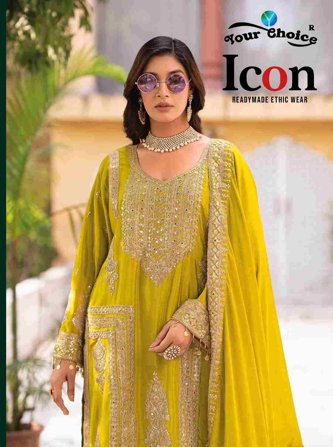 Icon By Your Choice 1001 To 1004 Series Designer Sharara Suits Beautiful Fancy Colorful Stylish Party Wear & Occasional Wear Heavy Chinnon Dresses At Wholesale Price