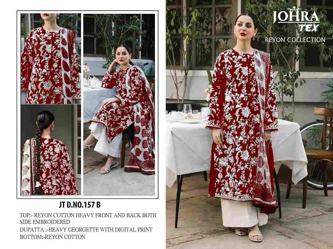 Johra Hit Design 157 Colours By Johra Tex 157-A To 157-D Series Beautiful Pakistani Suits Colorful Stylish Fancy Casual Wear & Ethnic Wear Rayon Cotton Embroidered Dresses At Wholesale Price