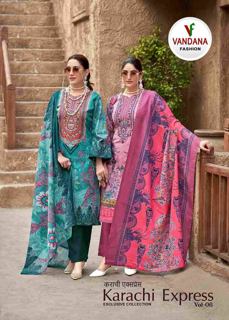 Karachi Express Vol-6 By Vandana Fashion 6001 To 6008 Series Beautiful Festive Suits Stylish Fancy Colorful Casual Wear & Ethnic Wear Soft Cotton Print Dresses At Wholesale Price