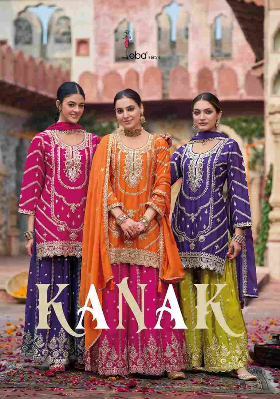 Kanak By Eba Lifestyle 1797 To 1799 Series Beautiful Festive Suits Colorful Stylish Fancy Casual Wear & Ethnic Wear Chinnon Embroidery Dresses At Wholesale Price