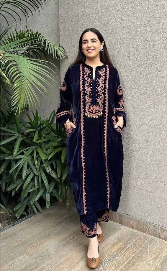 L-1890 By Fashid Wholesale 01 To 02 Series Beautiful Stylish Fancy Colorful Casual Wear & Ethnic Wear & Ready To Wear Velvet Embroidery Dresses At Wholesale Price