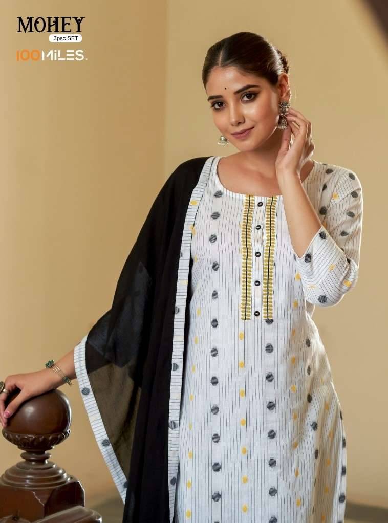 Mohey By 100 Miles 01 To 04 Series Designer Festive Suits Beautiful Fancy Colorful Stylish Party Wear & Occasional Wear Pure Cotton Dresses At Wholesale Price