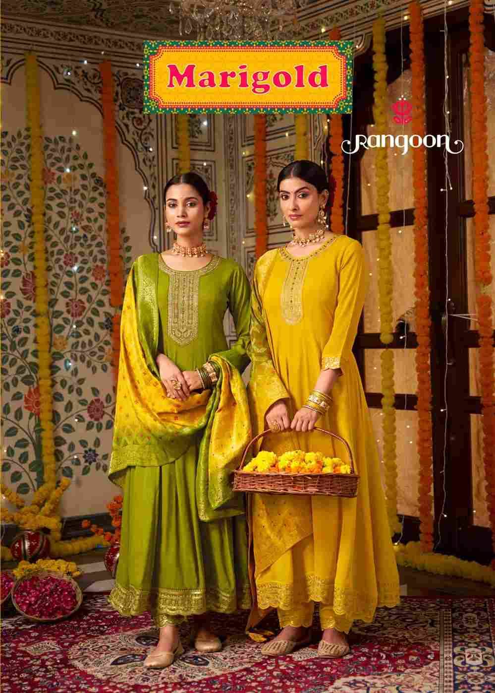 Marigold By Rangoon 5671 To 5672 Series Beautiful Stylish Festive Suits Fancy Colorful Casual Wear & Ethnic Wear & Ready To Wear Silk With Work Dresses At Wholesale Price