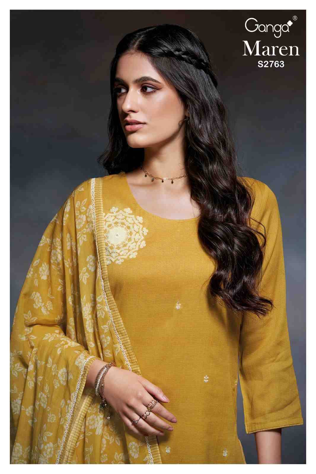 Maren-2763 By Ganga Fashion 2763-A To 2763-D Series Beautiful Festive Suits Colorful Stylish Fancy Casual Wear & Ethnic Wear Pure Cotton Dresses At Wholesale Price