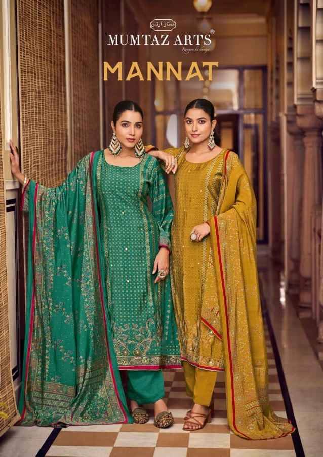 Mannat By Mumtaz Arts 101 To 104 Series Beautiful Festive Suits Colorful Stylish Fancy Casual Wear & Ethnic Wear Pure Muslin Print With Work Dresses At Wholesale Price