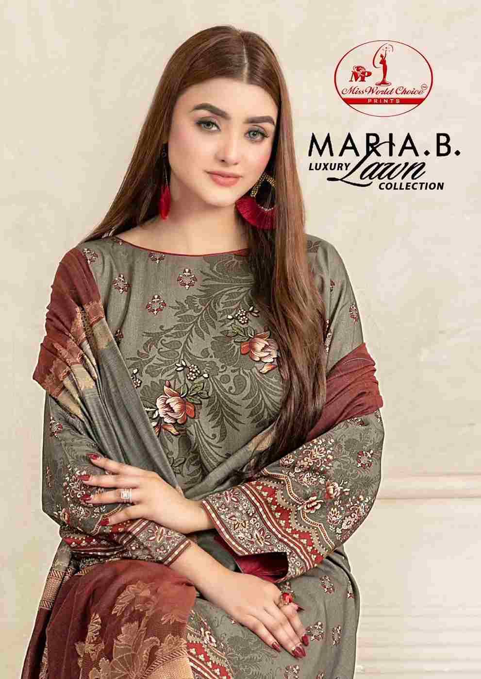 Maria.B. Luxury Lawn Collection By Miss World Choice 1001 To 1006 Series Beautiful Festive Suits Stylish Fancy Colorful Casual Wear & Ethnic Wear Lawn Cotton Print Dresses At Wholesale Price