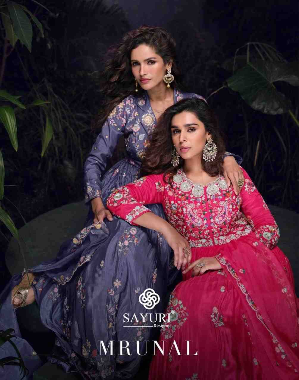 Mrunal By Sayuri 5742 To 5743 Series Designer Stylish Fancy Colorful Beautiful Party Wear & Ethnic Wear Collection Viscose Chinnon Silk Gown With Bottom At Wholesale Price