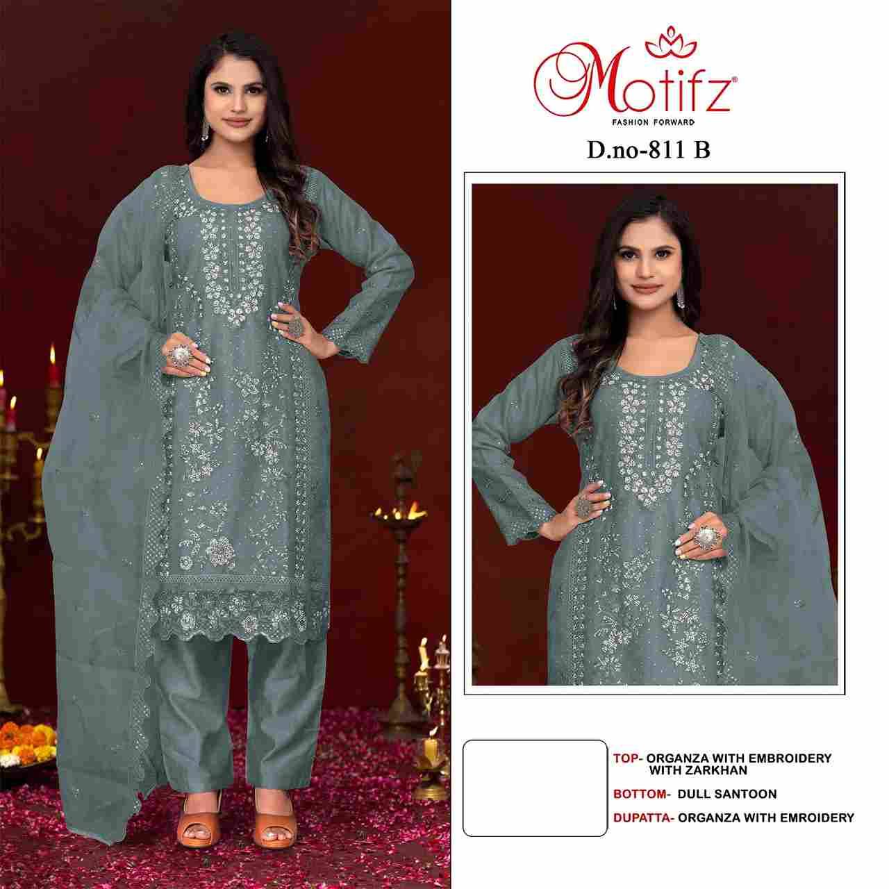 Motifz Hit Design 811 Colours By Motifz 811-A To 811-D Series Beautiful Pakistani Suits Colorful Stylish Fancy Casual Wear & Ethnic Wear Organza Dresses At Wholesale Price