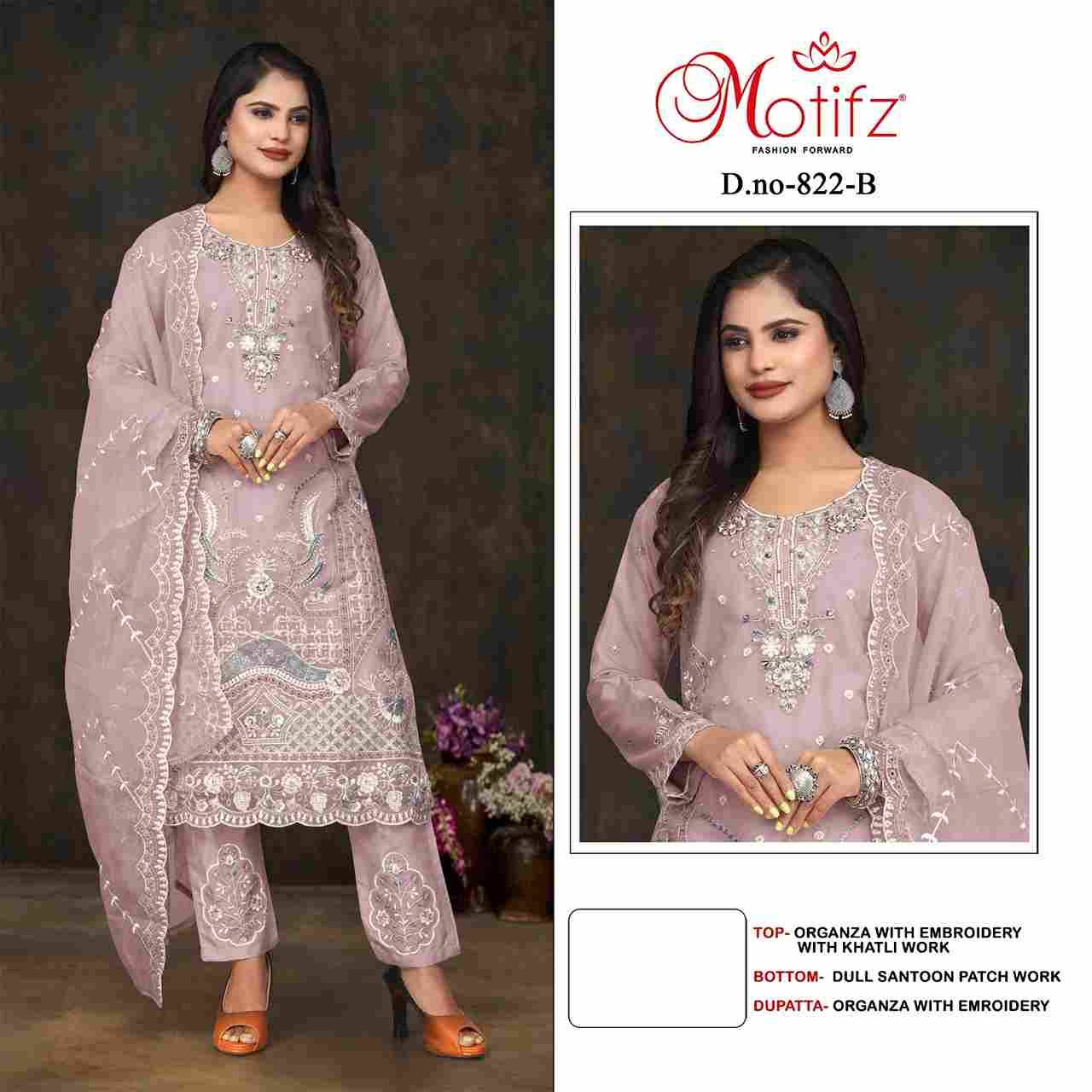 Motifz Hit Design 822 Colours By Motifz 822-A To 822-D Series Beautiful Pakistani Suits Colorful Stylish Fancy Casual Wear & Ethnic Wear Organza Dresses At Wholesale Price