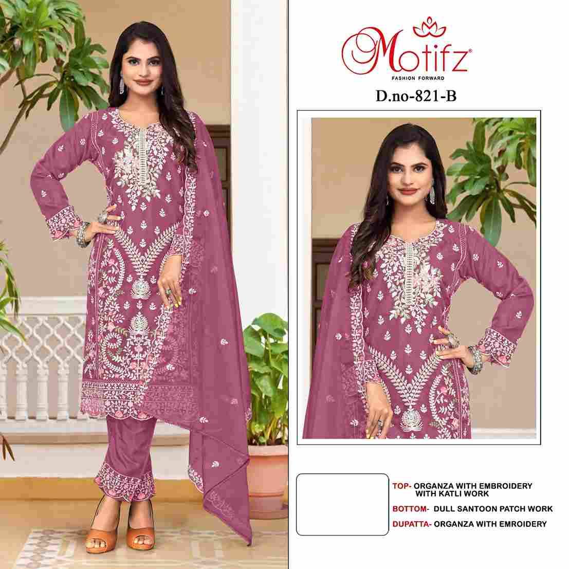 Motifz Hit Design 821 Colours By Motifz 821-A To 821-D Series Beautiful Pakistani Suits Colorful Stylish Fancy Casual Wear & Ethnic Wear Organza Dresses At Wholesale Price