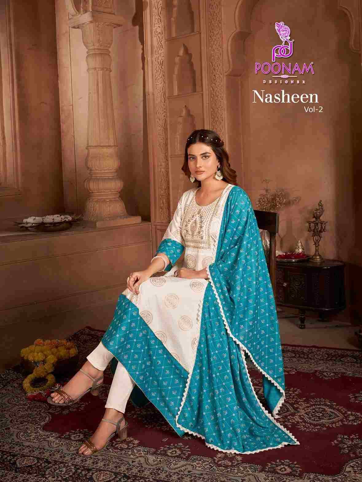 Nasheen Vol-2 By Poonam Designer 1001 To 1004 Series Designer Stylish Fancy Colorful Beautiful Party Wear & Ethnic Wear Collection Rayon Gown With Dupatta At Wholesale Price