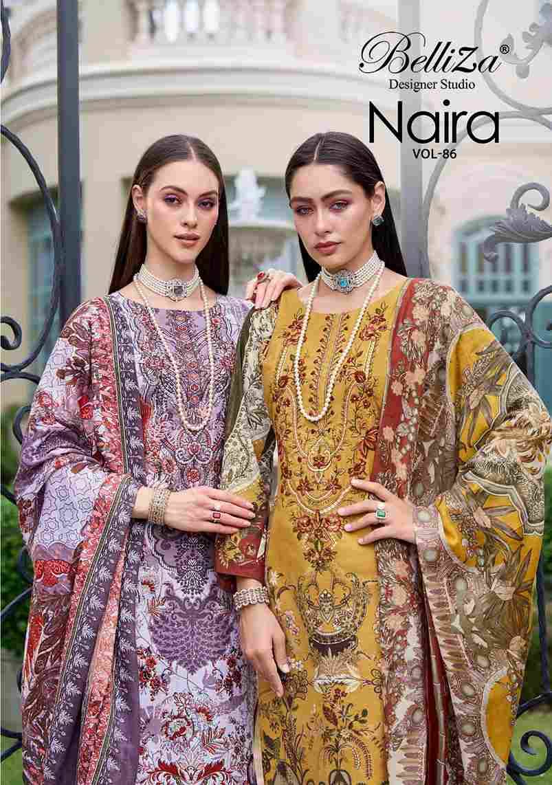 Naira Vol-86 By Belliza 1012-001 To 1012-008 Series Beautiful Festive Suits Stylish Fancy Colorful Casual Wear & Ethnic Wear Pure Cotton Print Dresses At Wholesale Price