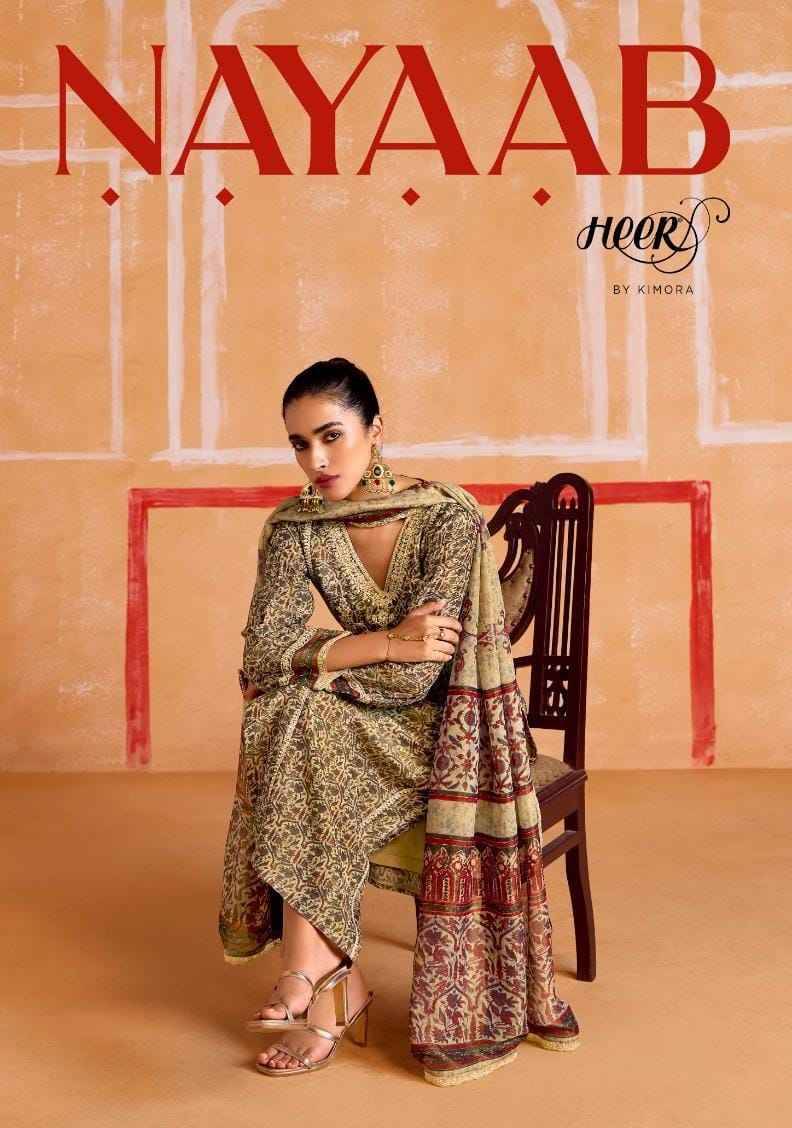 Nayaab By Kimora Fashion 9541 To 9546 Series Beautiful Suits Colorful Stylish Fancy Casual Wear & Ethnic Wear Pure Muslin Print Dresses At Wholesale Price