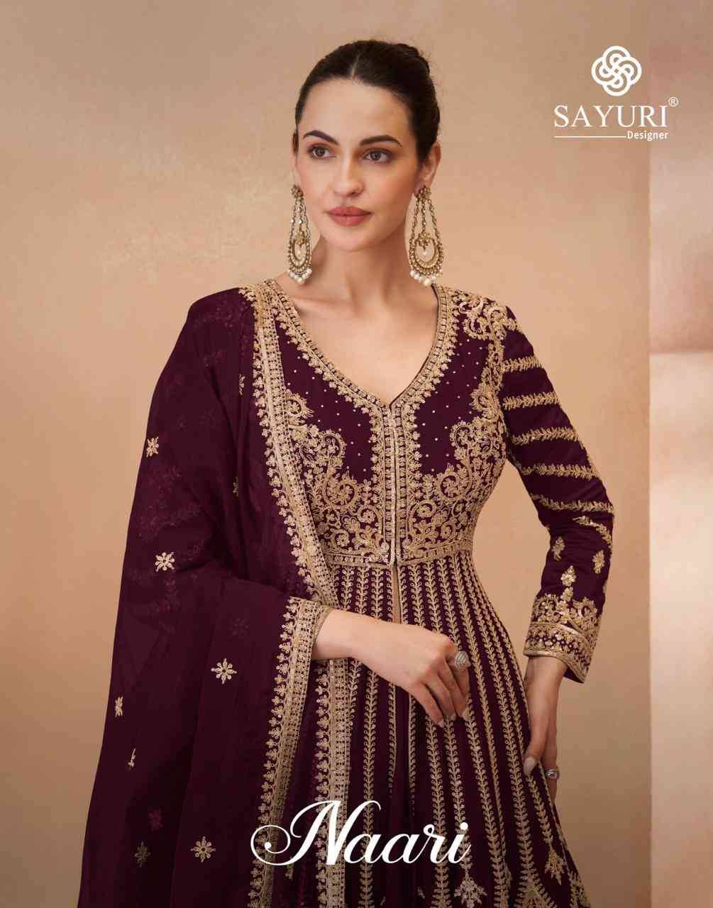 Naari By Sayuri 5752-A To 5752-E Series Designer Sharara Suits Collection Beautiful Stylish Fancy Colorful Party Wear & Occasional Wear Chinnon Silk Dresses At Wholesale Price