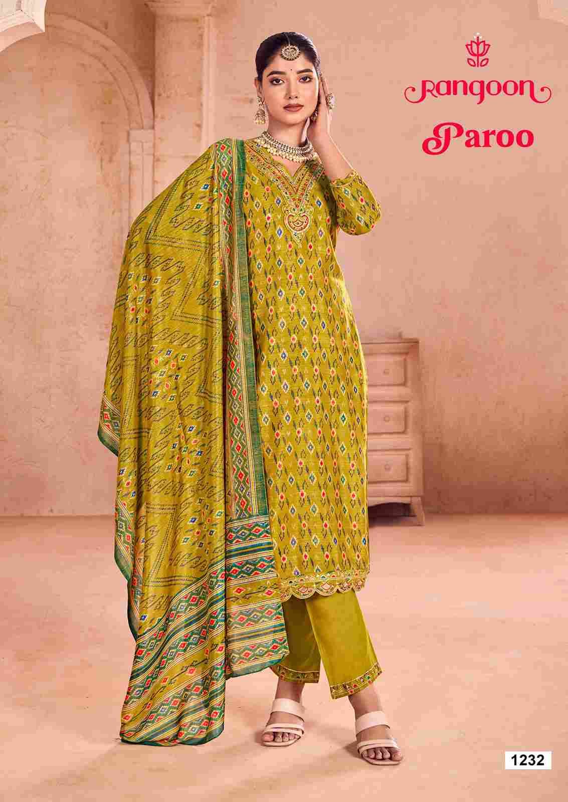 Paroo By Rangoon 1231 To 1234 Series Beautiful Stylish Festive Suits Fancy Colorful Casual Wear & Ethnic Wear & Ready To Wear Pure Silk Print Dresses At Wholesale Price