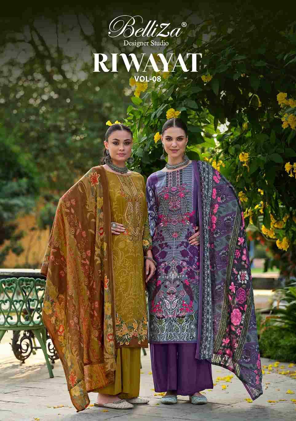 Riwayat Vol-8 By Belliza 997-001 To 997-008 Series Beautiful Festive Suits Stylish Fancy Colorful Casual Wear & Ethnic Wear Pure Viscose Rayon Print Dresses At Wholesale Price