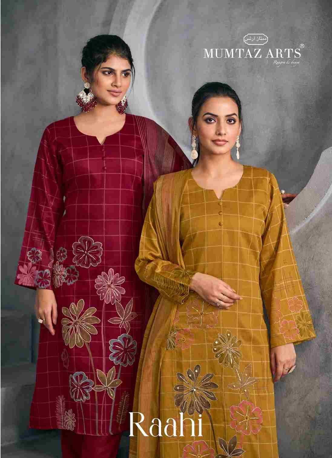 Raahi By Mumtaz Arts 10001 To 10004 Series Beautiful Festive Suits Colorful Stylish Fancy Casual Wear & Ethnic Wear Pure Jam Satin Print With Work Dresses At Wholesale Price