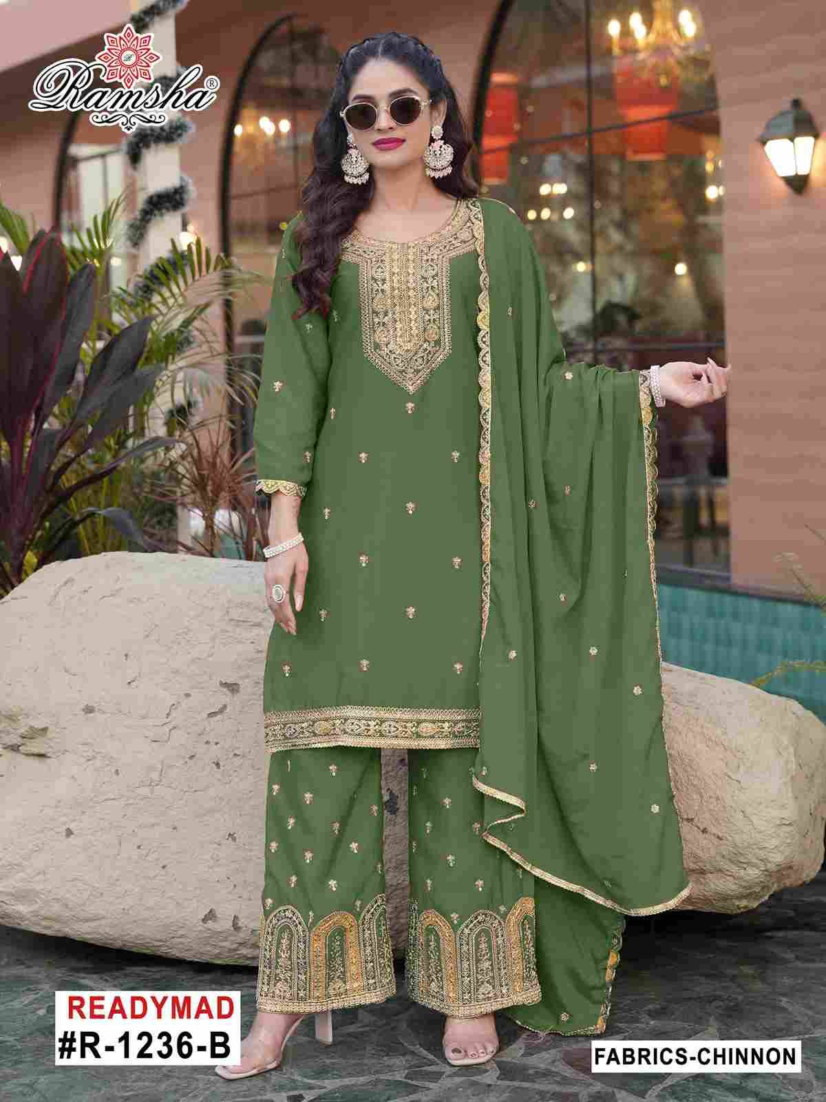 Ramsha 1236 Colours By Ramsha 1236-A To 1234-D Series Designer Pakistani Suits Beautiful Fancy Colorful Stylish Party Wear & Occasional Wear Chinnon Embroidered Dresses At Wholesale Price