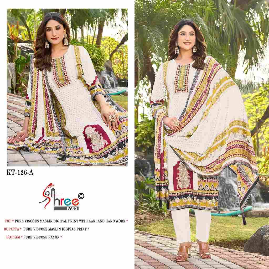 Shree Fabs Hit Design KT-126 Colours By Shree Fabs KT-126 To KT-126-A Series Designer Pakistani Suits Beautiful Fancy Stylish Colorful Party Wear & Occasional Wear Pure Viscose Crepe Embroidery Dresses At Wholesale Price