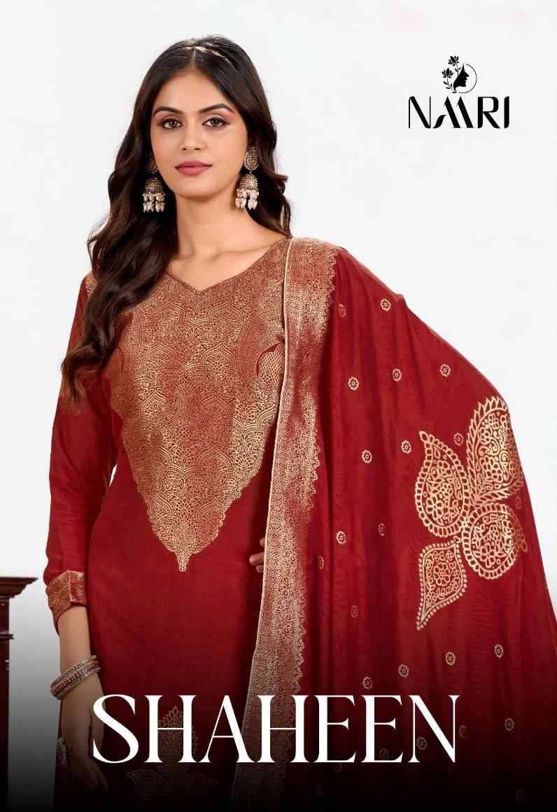 Shaheen By Naari 122001 To 122004 Series Beautiful Festive Suits Stylish Fancy Colorful Casual Wear & Ethnic Wear Muslin Jacquard Dresses At Wholesale Price