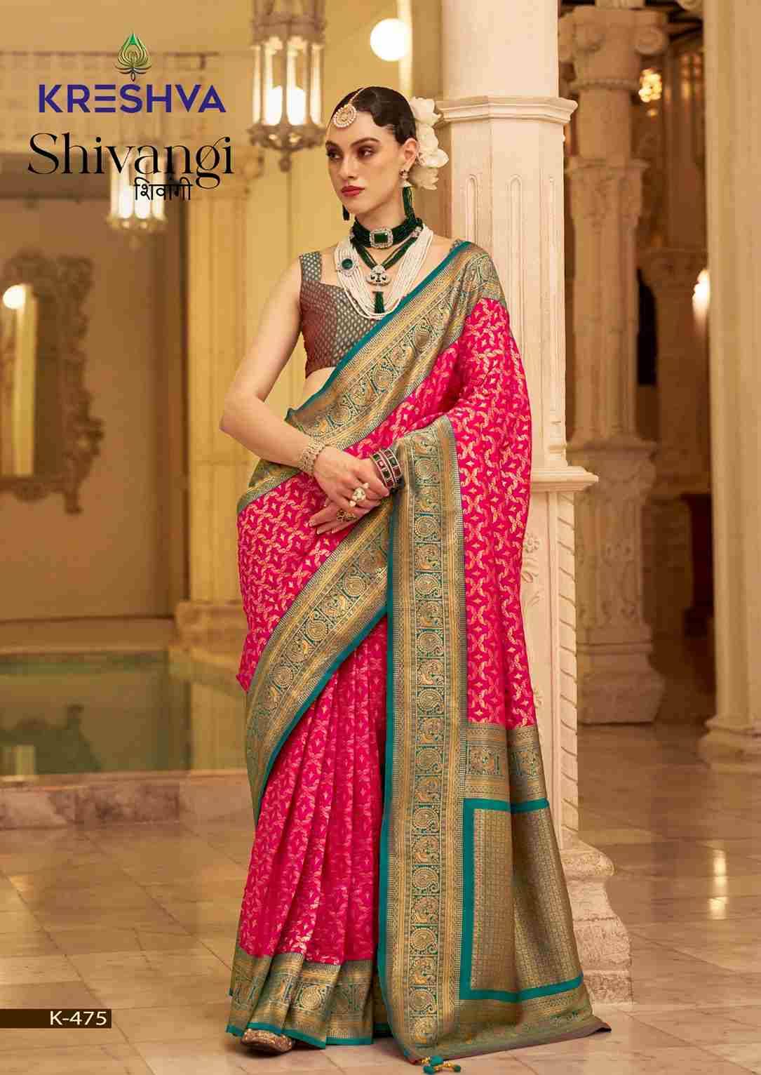 Shivangi By Kreshva 474 To 480 Series Indian Traditional Wear Collection Beautiful Stylish Fancy Colorful Party Wear & Occasional Wear Viscose Silk Sarees At Wholesale Price