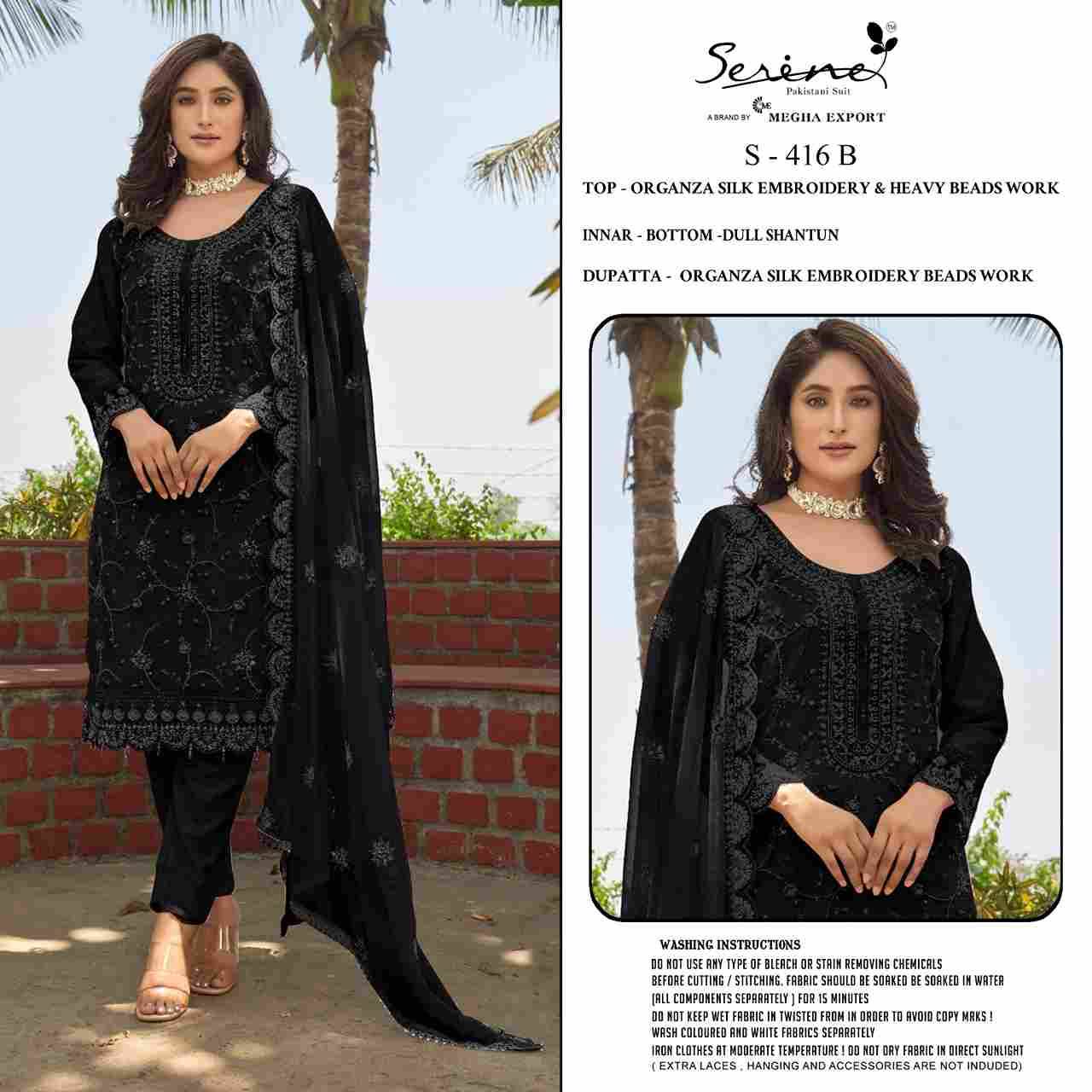 Serene Hit Design S-416 Colours By Serene S-416-A To S-416-C Series Designer Pakistani Suits Beautiful Fancy Colorful Stylish Party Wear & Occasional Wear Organza Embroidered Dresses At Wholesale Price