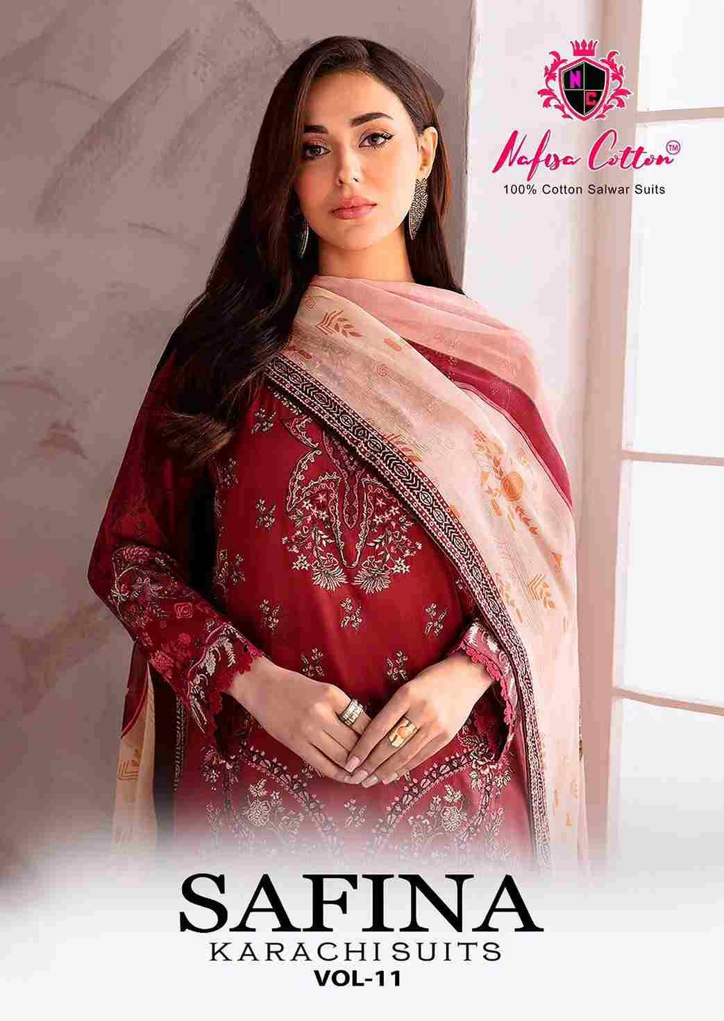 Safina Vol-11 By Nafisa Cotton 11001 To 11006 Series Beautiful Festive Suits Colorful Stylish Fancy Casual Wear & Ethnic Wear Pure Cotton Embroidered Dresses At Wholesale Price