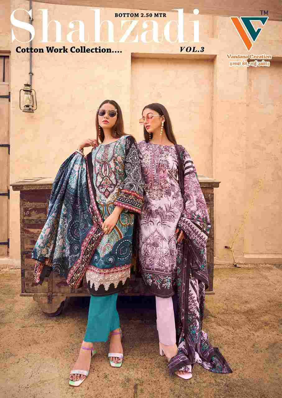 Shahzadi Vol-3 By Vandana Creation 3001 To 3008 Series Beautiful Festive Suits Stylish Fancy Colorful Casual Wear & Ethnic Wear Cotton Print Dresses At Wholesale Price