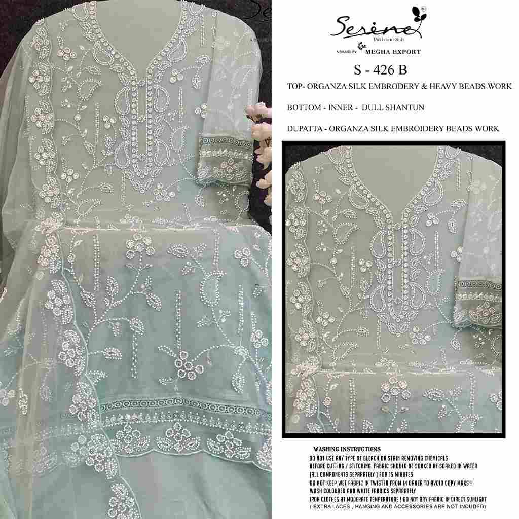 Serene Hit Design S-426 Colours By Serene S-426-A To S-426-D Series Designer Pakistani Suits Beautiful Fancy Colorful Stylish Party Wear & Occasional Wear Organza Silk Embroidered Dresses At Wholesale Price