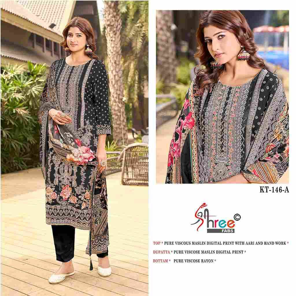 Shree Fabs Hit Design KT-146 Colours By Shree Fabs KT-146 To KT-146-A Series Designer Pakistani Suits Beautiful Fancy Stylish Colorful Party Wear & Occasional Wear Pure Viscose Muslin Embroidery Dresses At Wholesale Price