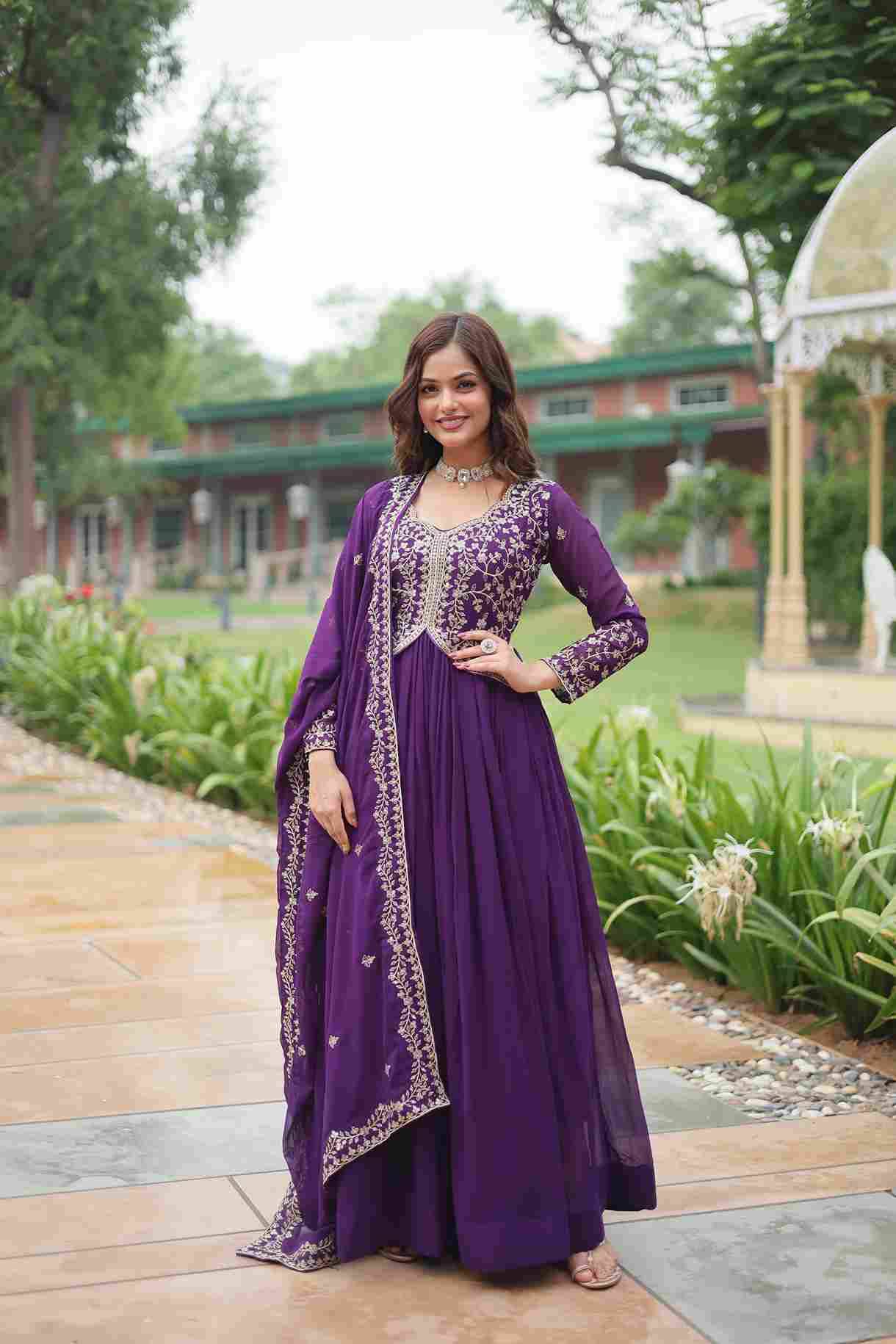 Siya By Fashid Wholesale 01 To 02 Series Beautiful Stylish Fancy Colorful Casual Wear & Ethnic Wear Faux Georgette Gowns With Dupatta At Wholesale Price