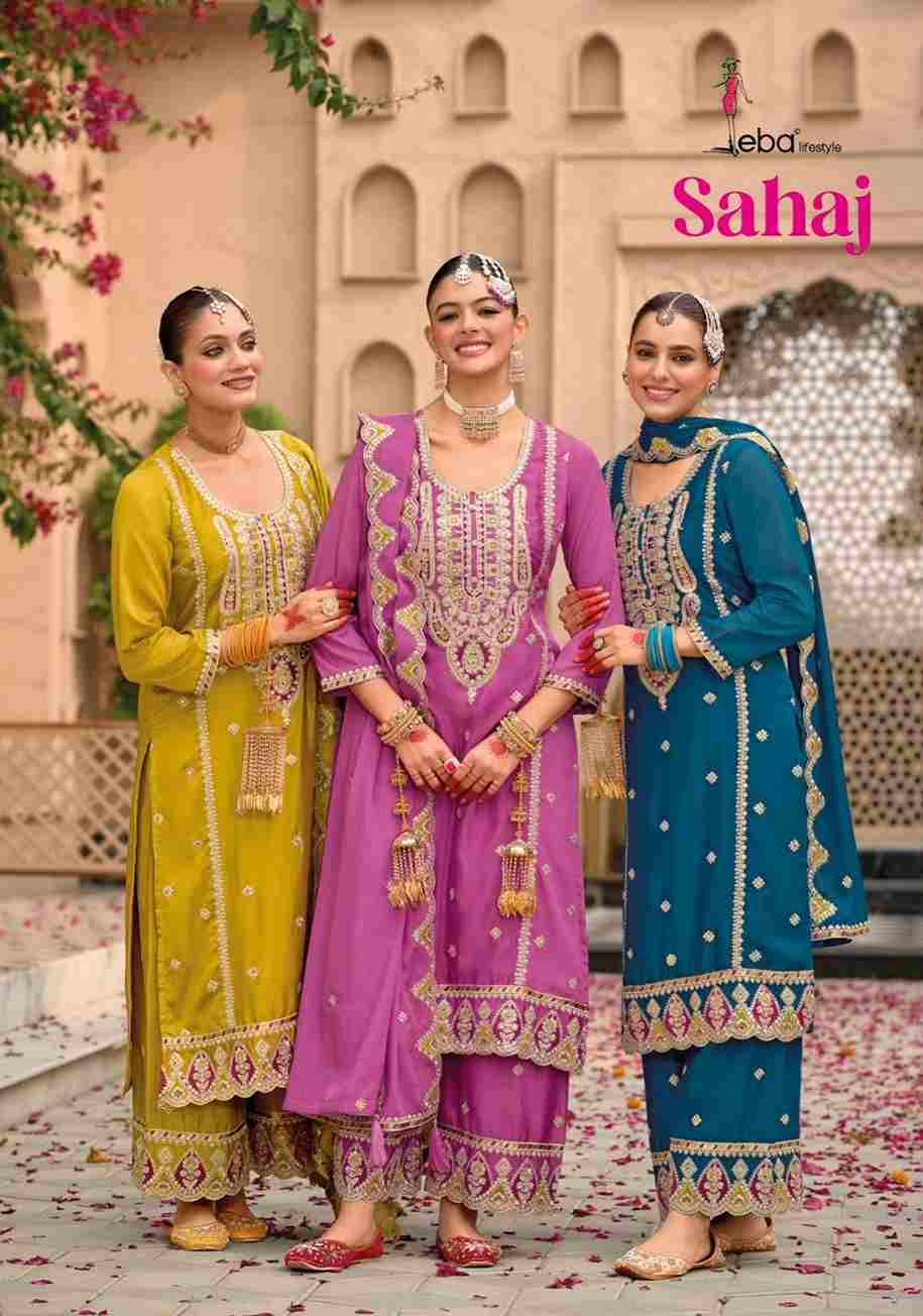 Sahaj By Eba Lifestyle 1772 To 1774 Series Beautiful Festive Suits Colorful Stylish Fancy Casual Wear & Ethnic Wear Chinnon Embroidery Dresses At Wholesale Price