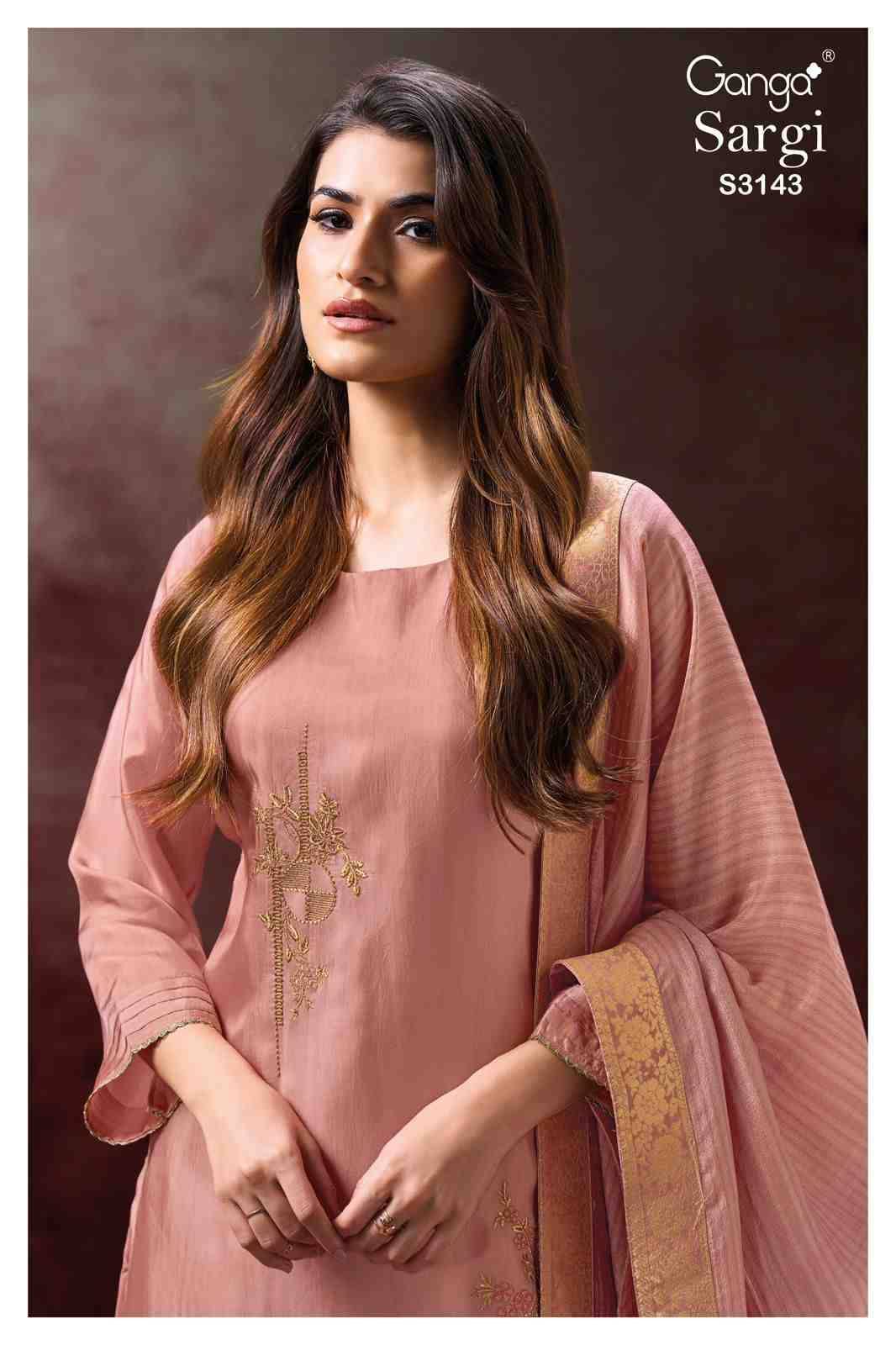 Sargi-3143 By Ganga Fashion 3143-A To 3143-C Series Beautiful Festive Suits Colorful Stylish Fancy Casual Wear & Ethnic Wear Pure Bemberg Silk Dresses At Wholesale Price