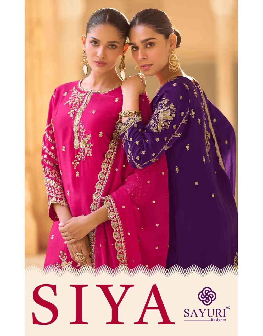 Siya By Sayuri 5757 To 5759 Series Designer Festive Suits Beautiful Fancy Colorful Stylish Party Wear & Occasional Wear Crepe Silk/Organza Silk Dresses At Wholesale Price