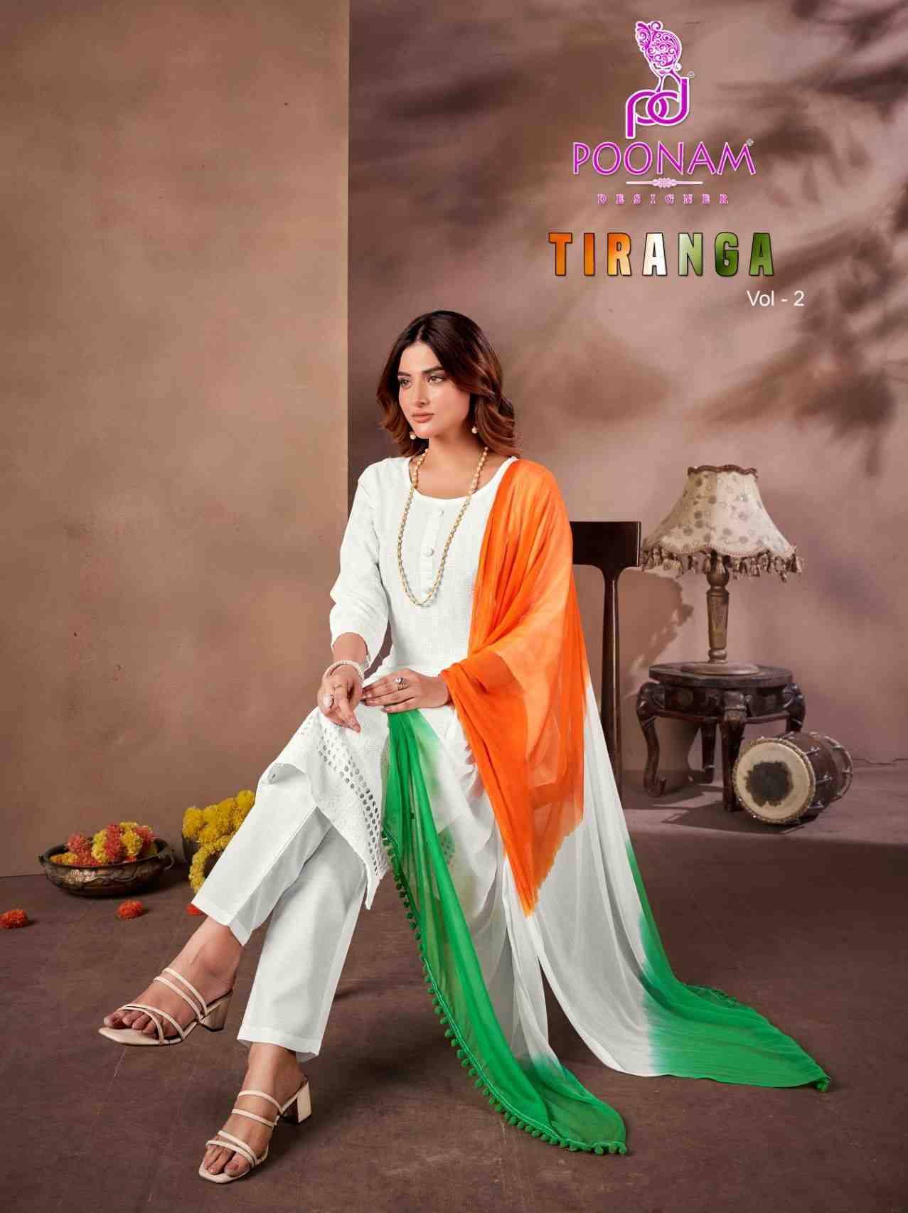 Tiranga Vol-2 By Poonam Designer 1001 To 1008 Series Suits Beautiful Fancy Colorful Stylish Party Wear & Occasional Wear Pure Rayon Dresses At Wholesale Price