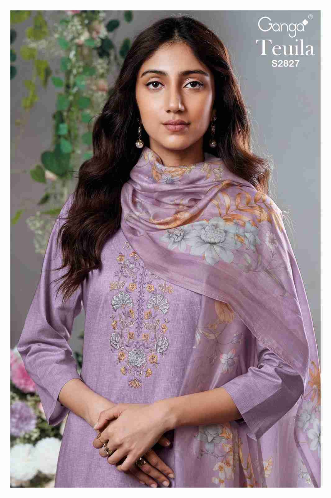 Teuila-2827 By Ganga Fashion 2827-A To 2827-D Series Beautiful Festive Suits Colorful Stylish Fancy Casual Wear & Ethnic Wear Pure Cotton Print Dresses At Wholesale Price