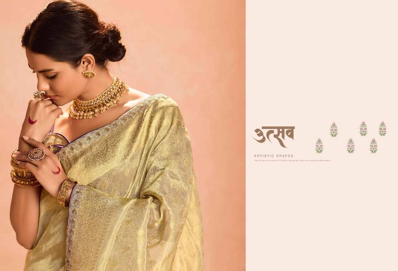 Utsav By Kimora Fashion 401 To 411 Series Indian Traditional Wear Collection Beautiful Stylish Fancy Colorful Party Wear & Occasional Wear Tissue Silk Sarees At Wholesale Price