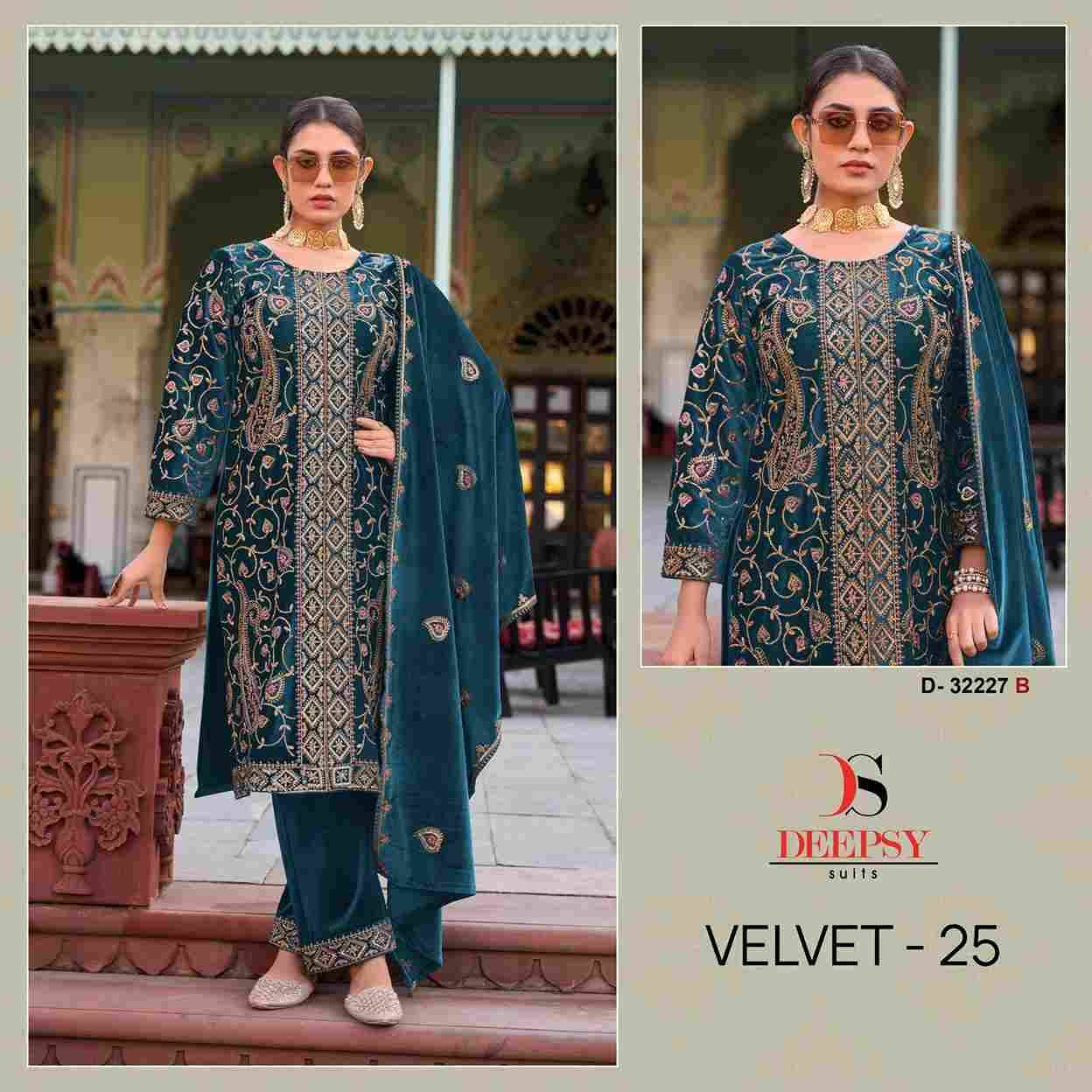 Velvet 32227 Colours By Deepsy Suits 32227-A To 32227-D Series Beautiful Stylish Pakistani Suits Fancy Colorful Casual Wear & Ethnic Wear & Ready To Wear Heavy Velvet Embroidery Dresses At Wholesale Price