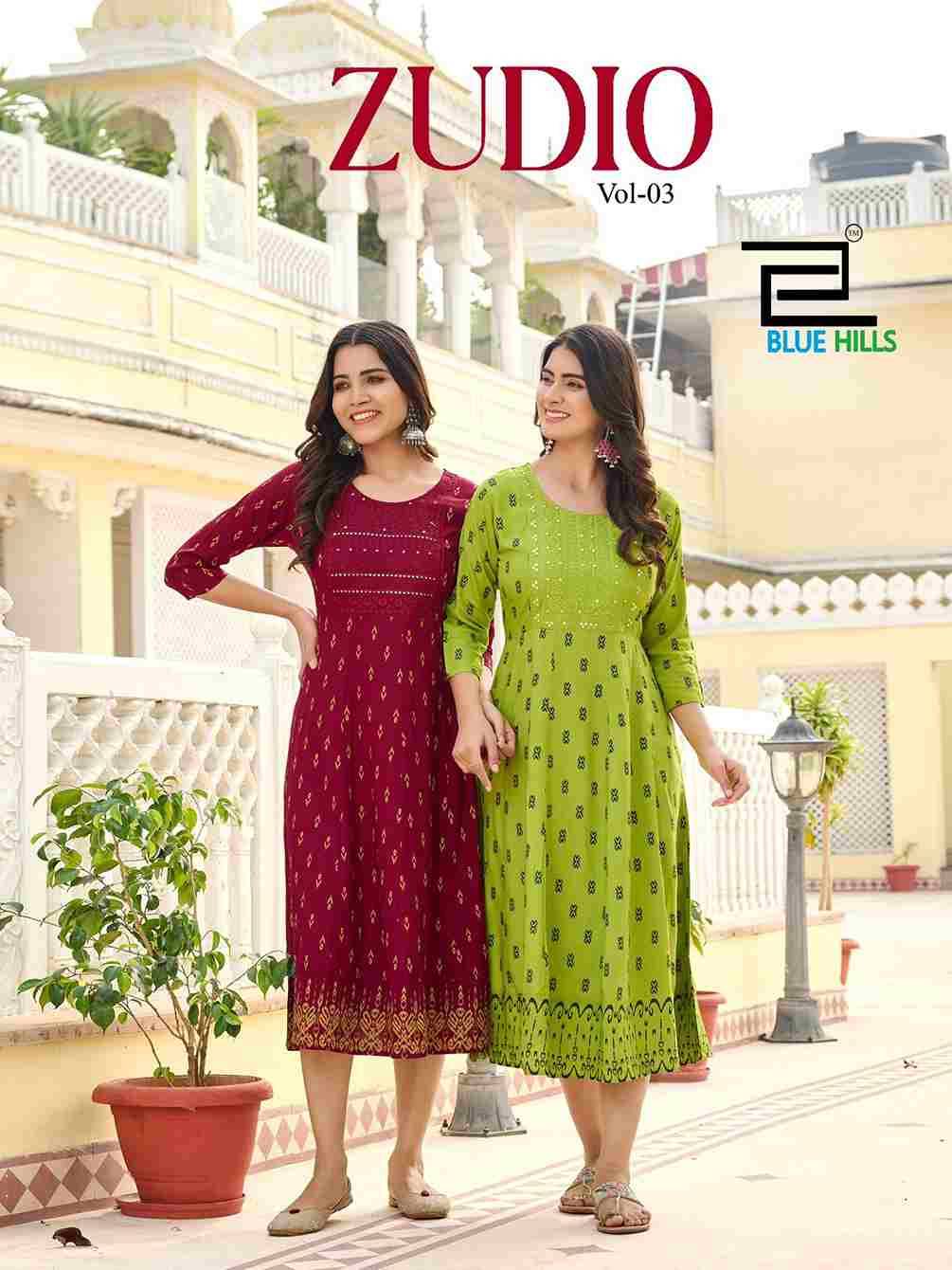 Zudio Vol-3 By Blue Hills 3001 To 3008 Series Designer Stylish Fancy Colorful Beautiful Party Wear & Ethnic Wear Collection Heavy Rayon Kurtis At Wholesale Price