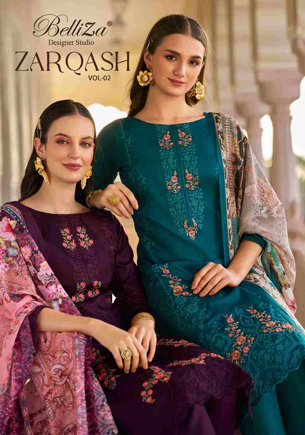 Zarqash Vol-2 By Belliza 1024-001 To 1024-006 Series Beautiful Festive Suits Stylish Fancy Colorful Casual Wear & Ethnic Wear Pure Jam Print Dresses At Wholesale Price