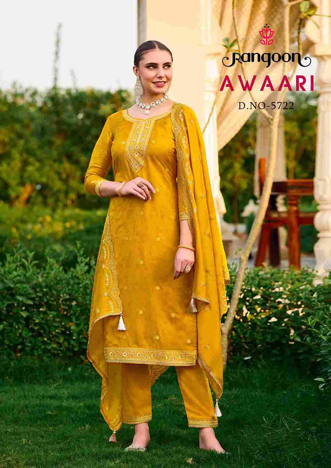 Awaari By Rangoon 5721 To 5724 Series Beautiful Stylish Festive Suits Fancy Colorful Casual Wear & Ethnic Wear & Ready To Wear Muslin Jacquard Dresses At Wholesale Price