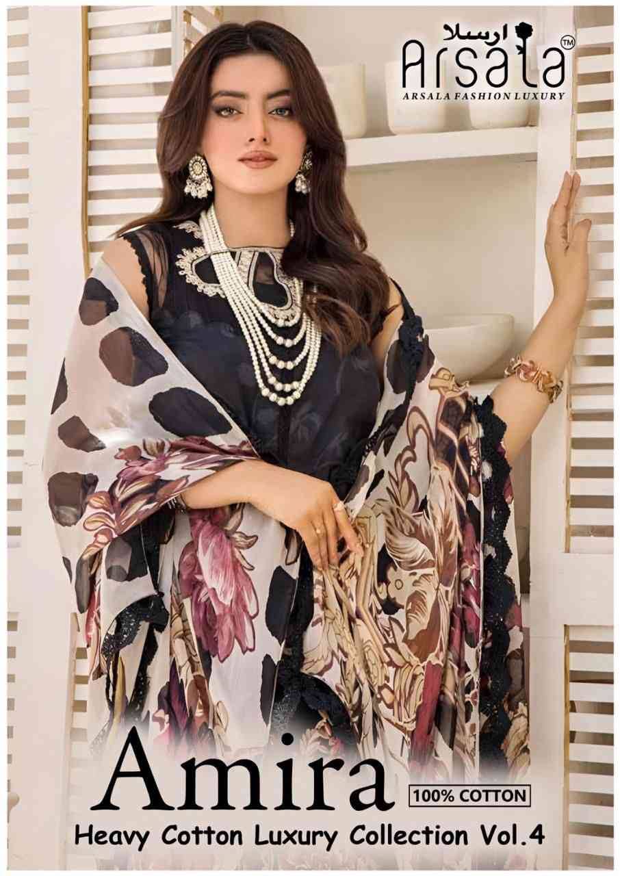 Amira Vol-4 By Arsala 401 To 406 Series Beautiful Festive Suits Stylish Fancy Colorful Casual Wear & Ethnic Wear Pure Lawn Cotton Print Dresses At Wholesale Price