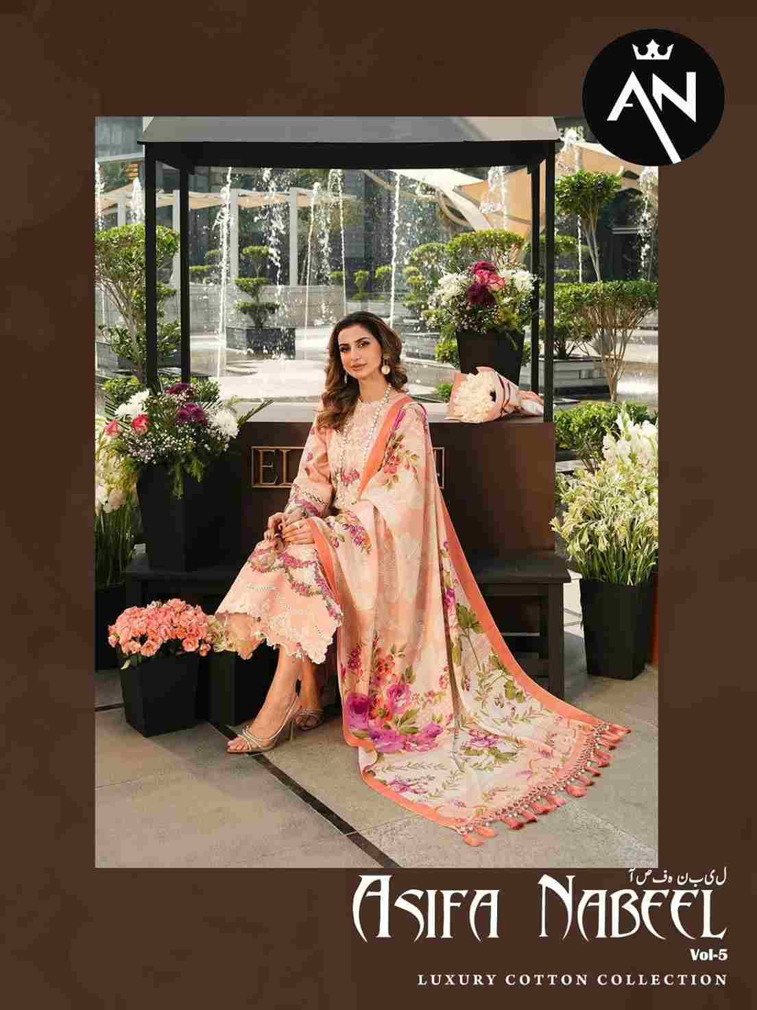 Asifa Nabeel Vol-5 By Fashid Wholesale 5001 To 5006 Series Beautiful Suits Stylish Colorful Fancy Casual Wear & Ethnic Wear Cotton Print Dresses At Wholesale Price