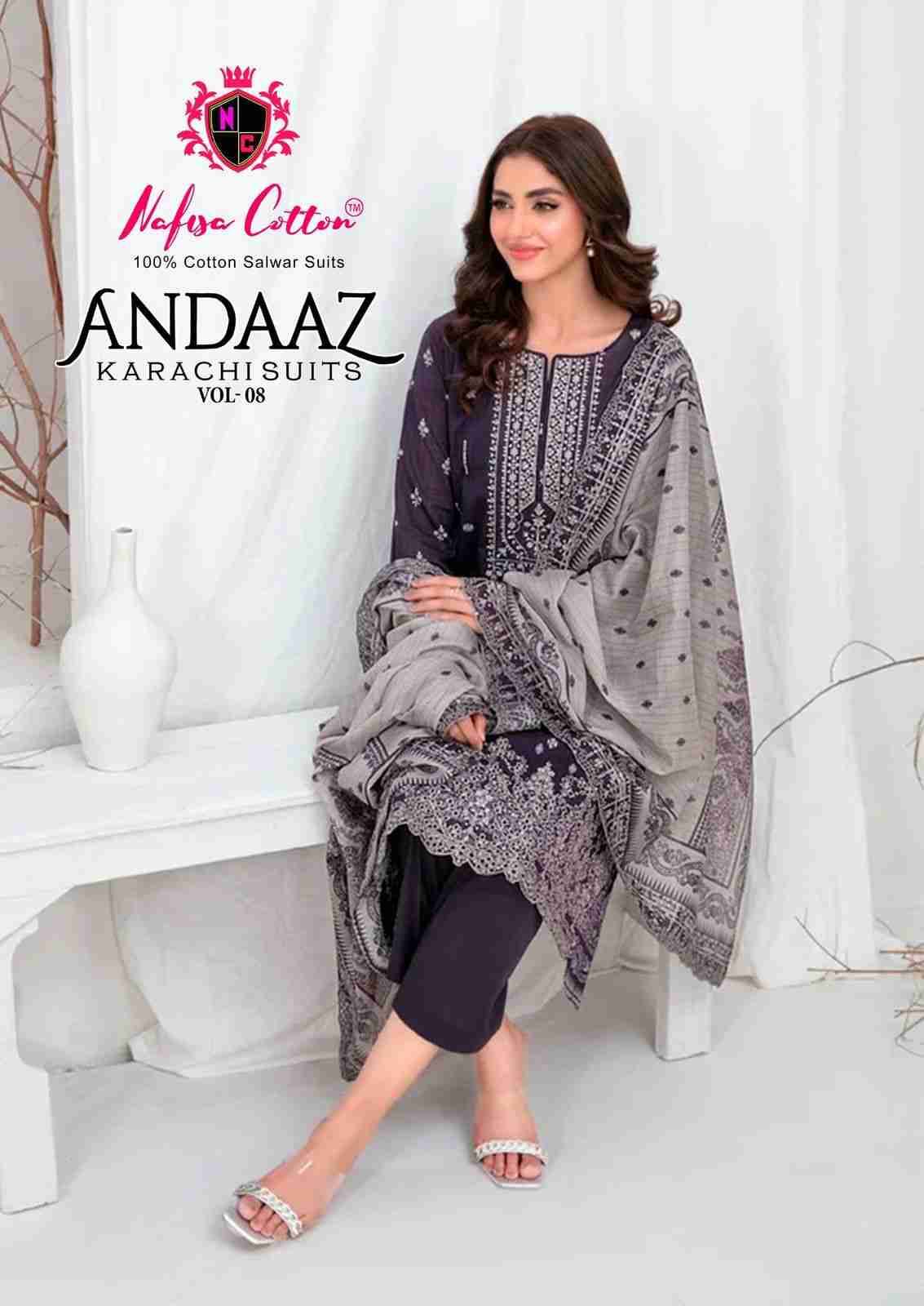 Andaaz Vol-8 By Nafisa Cotton 8001 To 8006 Series Beautiful Festive Suits Stylish Fancy Colorful Casual Wear & Ethnic Wear Pure Cotton Digital Print Dresses At Wholesale Price