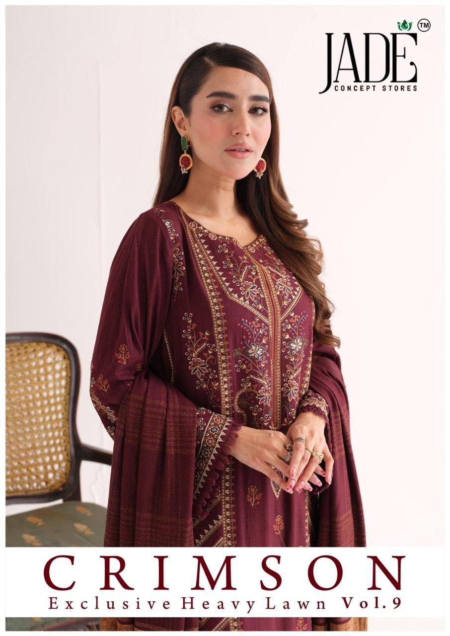 Crimson Exclusive Collection Vol-9 By Jade 901 To 906 Series Beautiful Suits Stylish Colorful Fancy Casual Wear & Ethnic Wear Pure Heavy Lawn Print Dresses At Wholesale Price